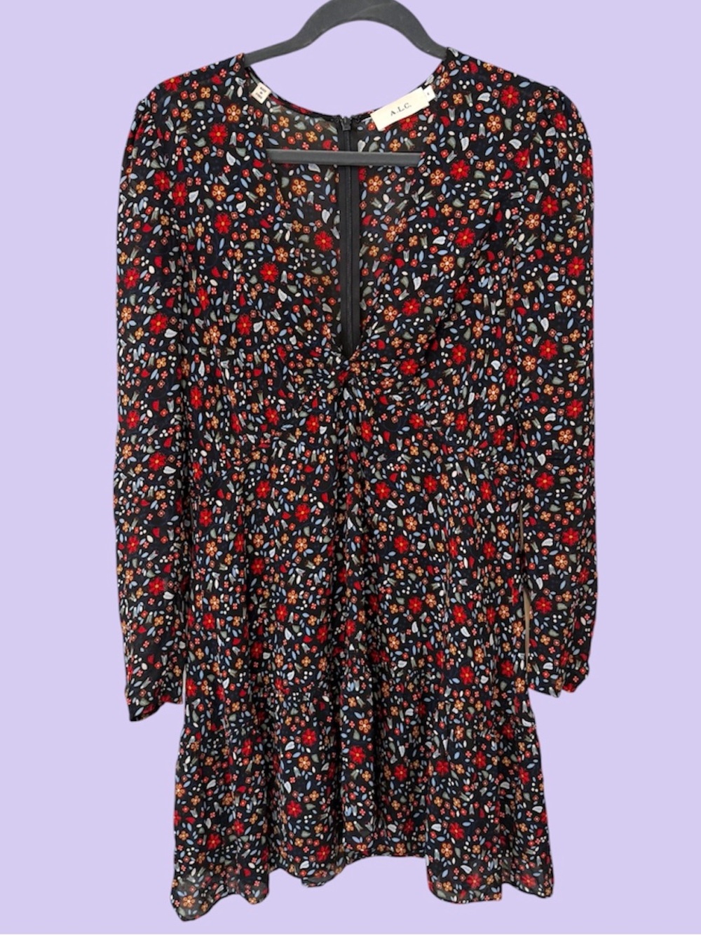 A.L.C. Renata Floral Long Sleeved Mini Dress